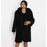 Astrakhan black coat with hood