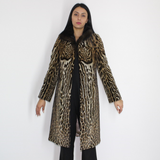 Ocelot coat with brown mink collar