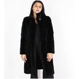 Black shaved mink pieces coat