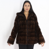 Demi-buff mink jacket with hood