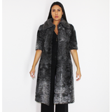 Astrakhan grey vest with silver grey mink collar