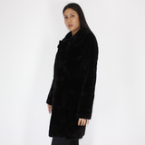 Black shaved mink pieces coat