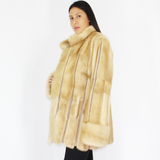  Pastel mink jacket with leather stripes