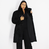 Astrakhan black coat with black mink collar