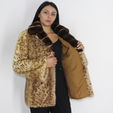 Animal print stamped mink jacket