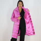 Fuchsia colored shaved mink coat