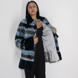 Colored in blue shades mink pieces jacket