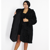 Astrakhan black coat with hood