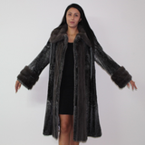 Astrakhan Anthracite coat with mink trimming