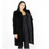 Black shaved mink pieces coat