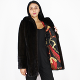 Black-ranch mink jacket with hood