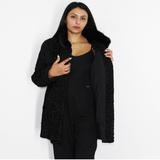 Astrakhan black jacket with mink collar