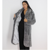 Cold grey shaved mink pat coat with hood