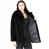 Black mink jacket with hood