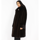 Ranch mink coat with hood