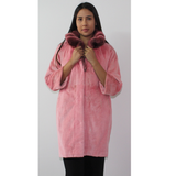 Colored shaved pink mink coat with chinchilla collar
