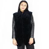 OMIKRON Blue-black shaved mink pieces vest