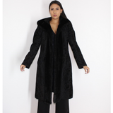Astrakhan black coat with mink trimming