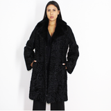 Astrakhan black coat with black mink collar