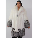 Combination of Snow and silver fox coat