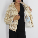 Beige and brown mink pieces jacket