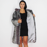 Astrakhan grey coat with silver grey mink trimming