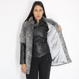 Grey Astrakhan vest with mink collar