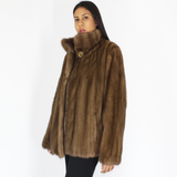 Dark pastel mink jacket with hood