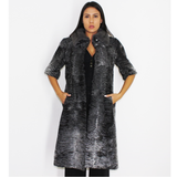 Astrakhan grey vest with silver grey mink collar