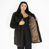 Colored Khaki mink ¾ coat