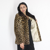 Ocelot jacket with mink collar