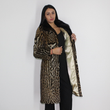 Ocelot coat with brown mink collar