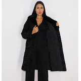 Astrakhan black coat with mink collar