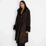 Astrakhan brown coat with brown mink trimming