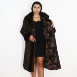 Astrakhan brown coat with brown mink trimming