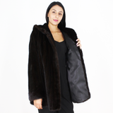 Black mink jacket with hood