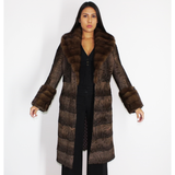 Brown astrakhan coat with brown mink trimming