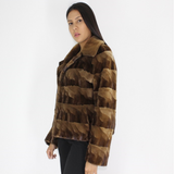 Demi-buff shaved mink pieces jacket