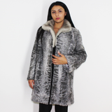 Astrakhan grey coat with sapphire mink collar