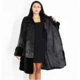 Astrakhan Anthracite coat with mink trimming