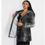 Astrakhan grey anthracite jacket with hood