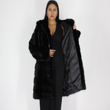 Black mink coat with hood