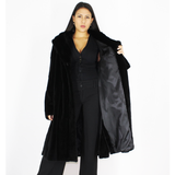 Black shaved mink coat with hood