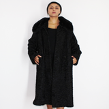 Astrakhan black coat with black mink collar