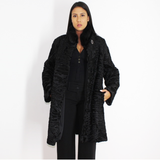 Astrakhan black coat with mink collar