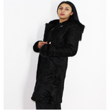 Astrakhan black coat with hood