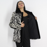 Black and white shaved mink pieces jacket