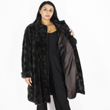 Grey-brown shaved mink pieces coat