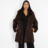 Astrakhan brown coat with brown mink collar