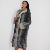 Astrakhan grey coat with sapphire mink trimming
